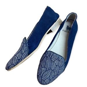 M. Moustache sustainable leather blue women loafers leaf print size EU 38.